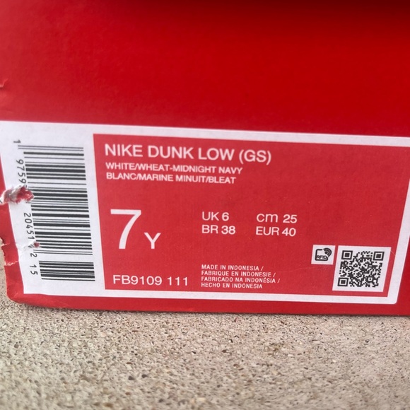 Nike Dunk Low Shoes White/Wheat-Midnight Navy - Picture 6 of 7